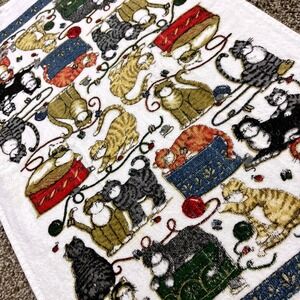 VTG CANNON Hand Kitchen Towel Fringe 70s‎ NOS Cat Yarn Butterfly Ladybug Mouse